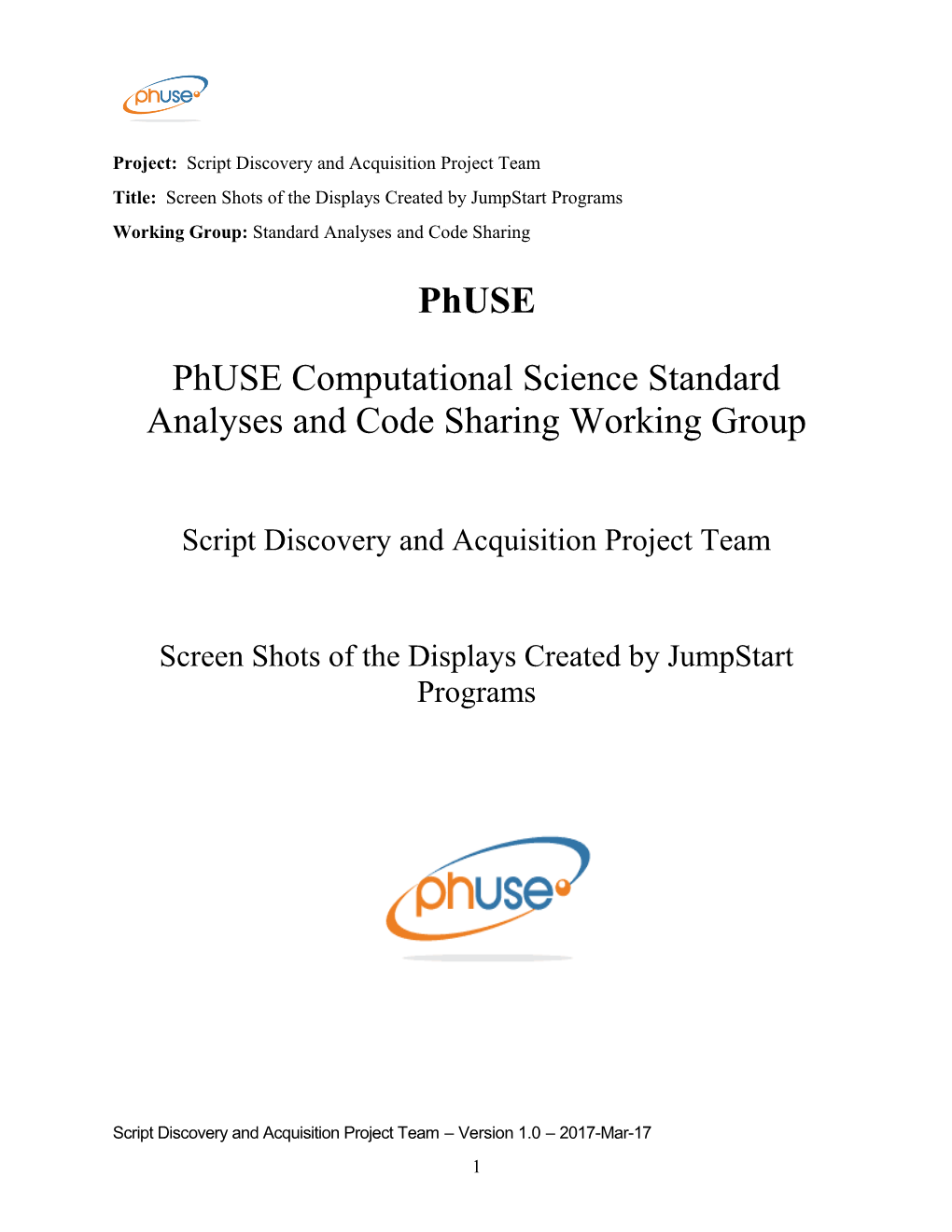 Phuse Computational Science Standard Analyses and Code Sharing Working Group