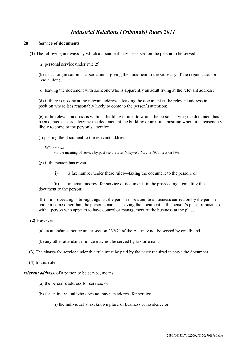 Industrial Relations (Tribunals) Rules 2000 - Reinstatement Kit