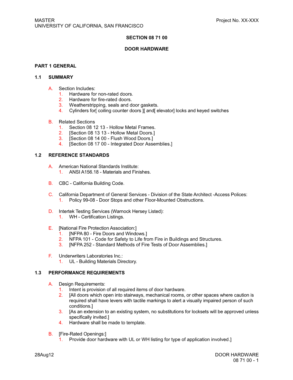 Section 08 71 00 - Door Hardware