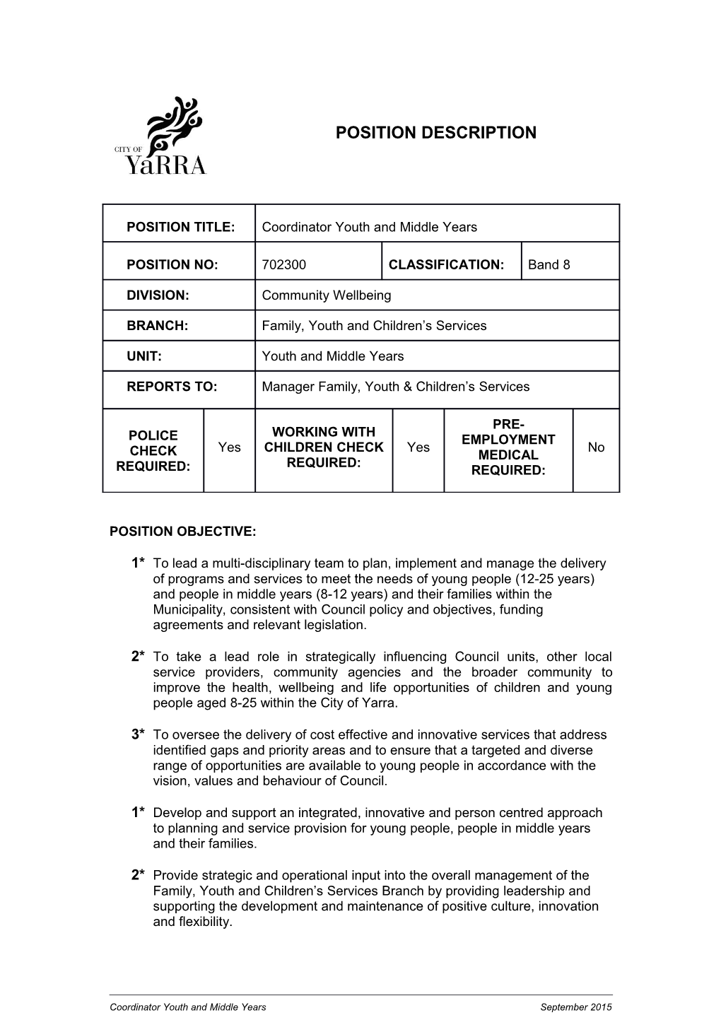 Coordinator, Family, Youth and Childrens Services Planning