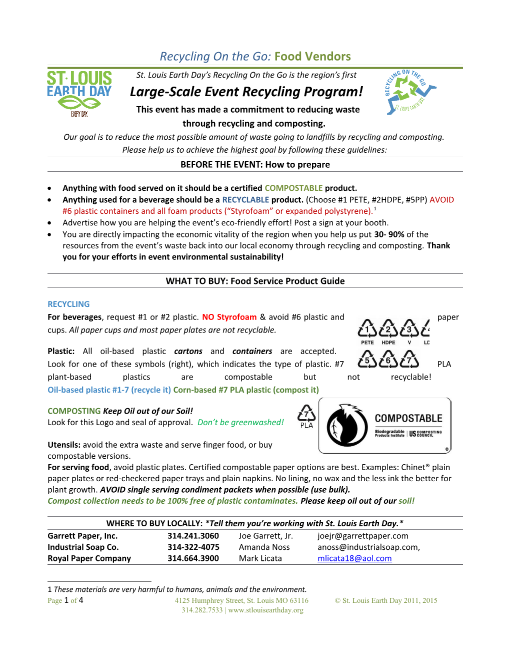 Recycling on the Go VENDOR INSTRUCTIONS