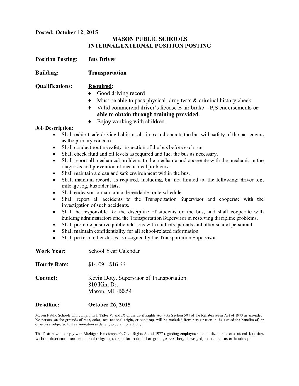 Internal/External Position Posting