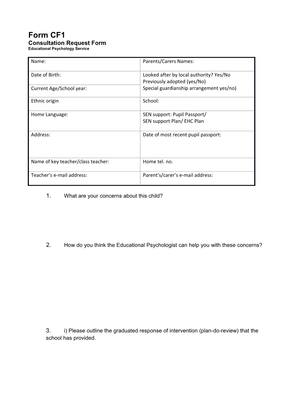 Consultation Request Form