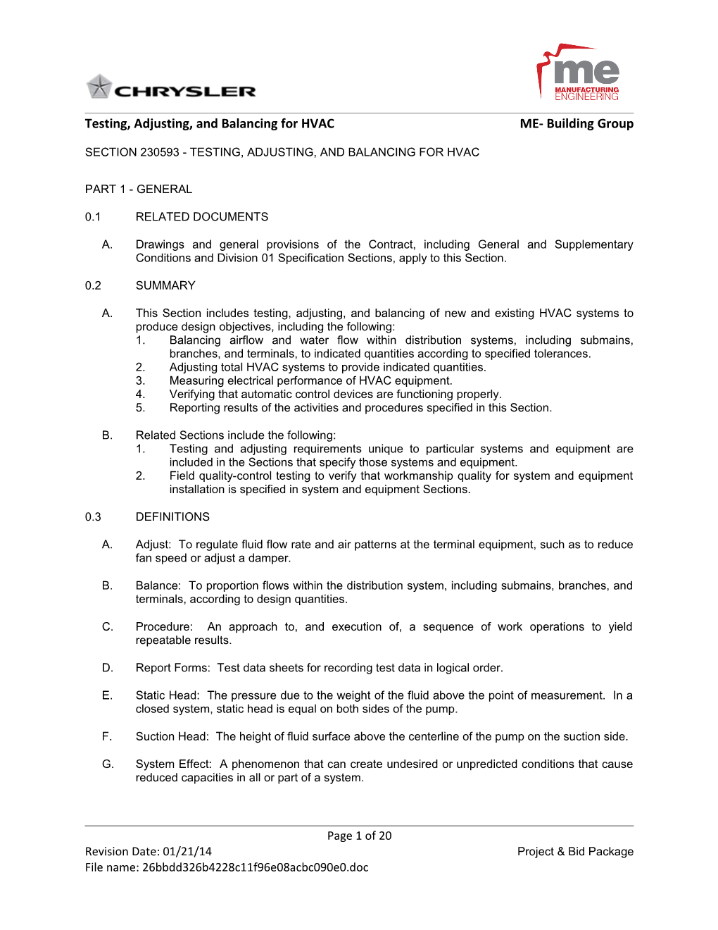 Testing, Adjusting, and Balancing for HVAC ME- Building Group