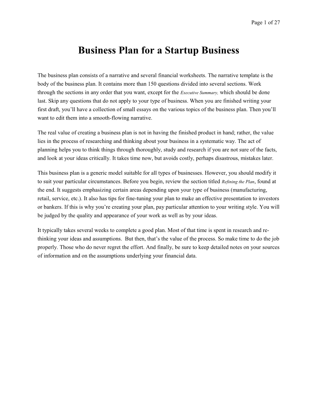 Business Plan for a Startup Business s4