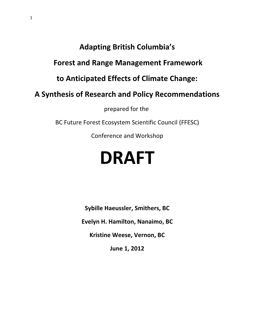 Forest and Range Management Framework