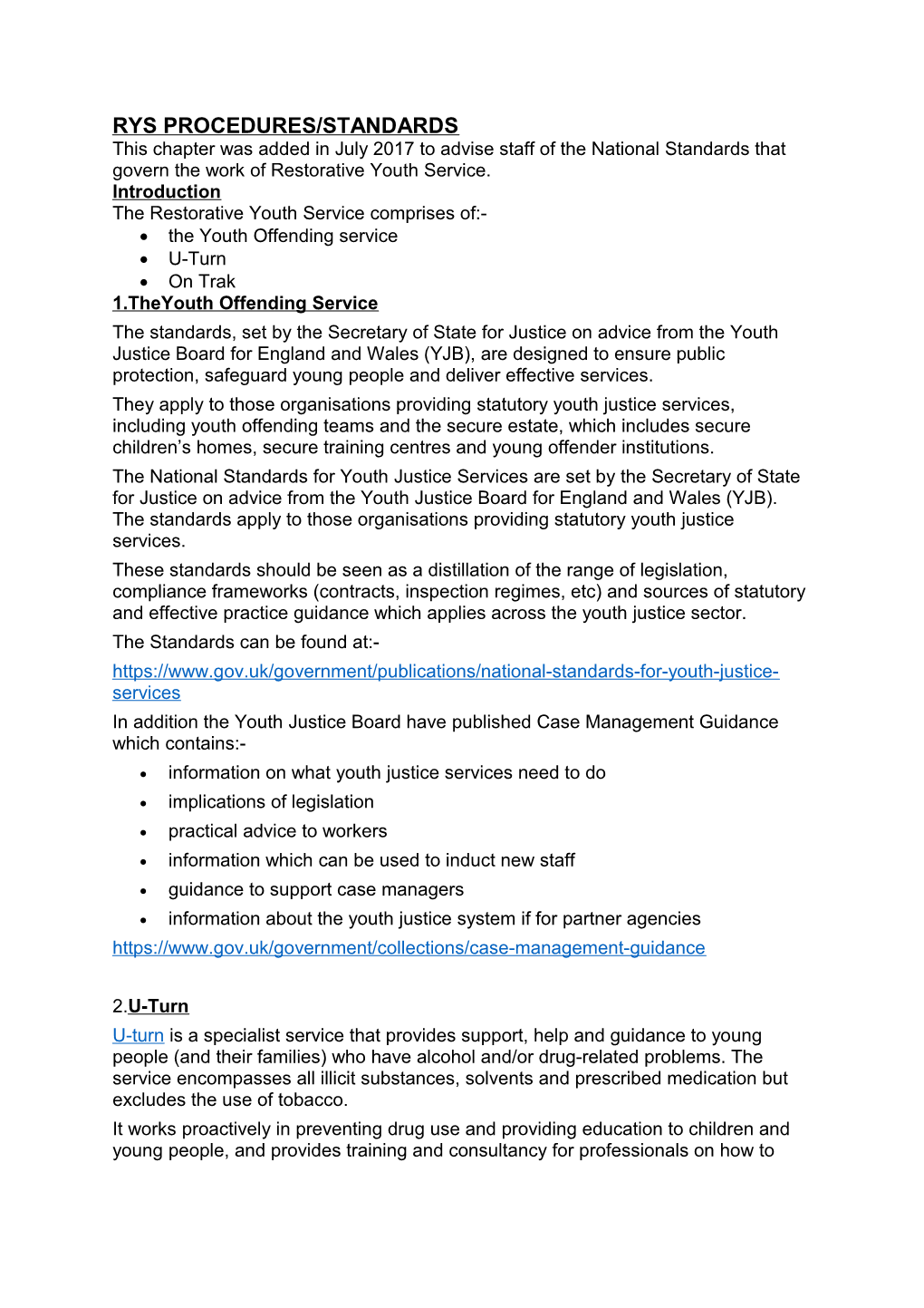 Rys Procedures/Standards