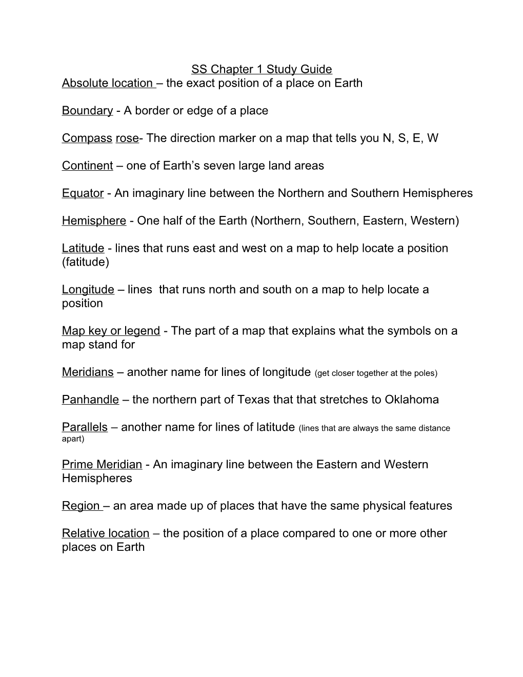 One Half of the Earth (Northern, Southern, Earstern, Western)