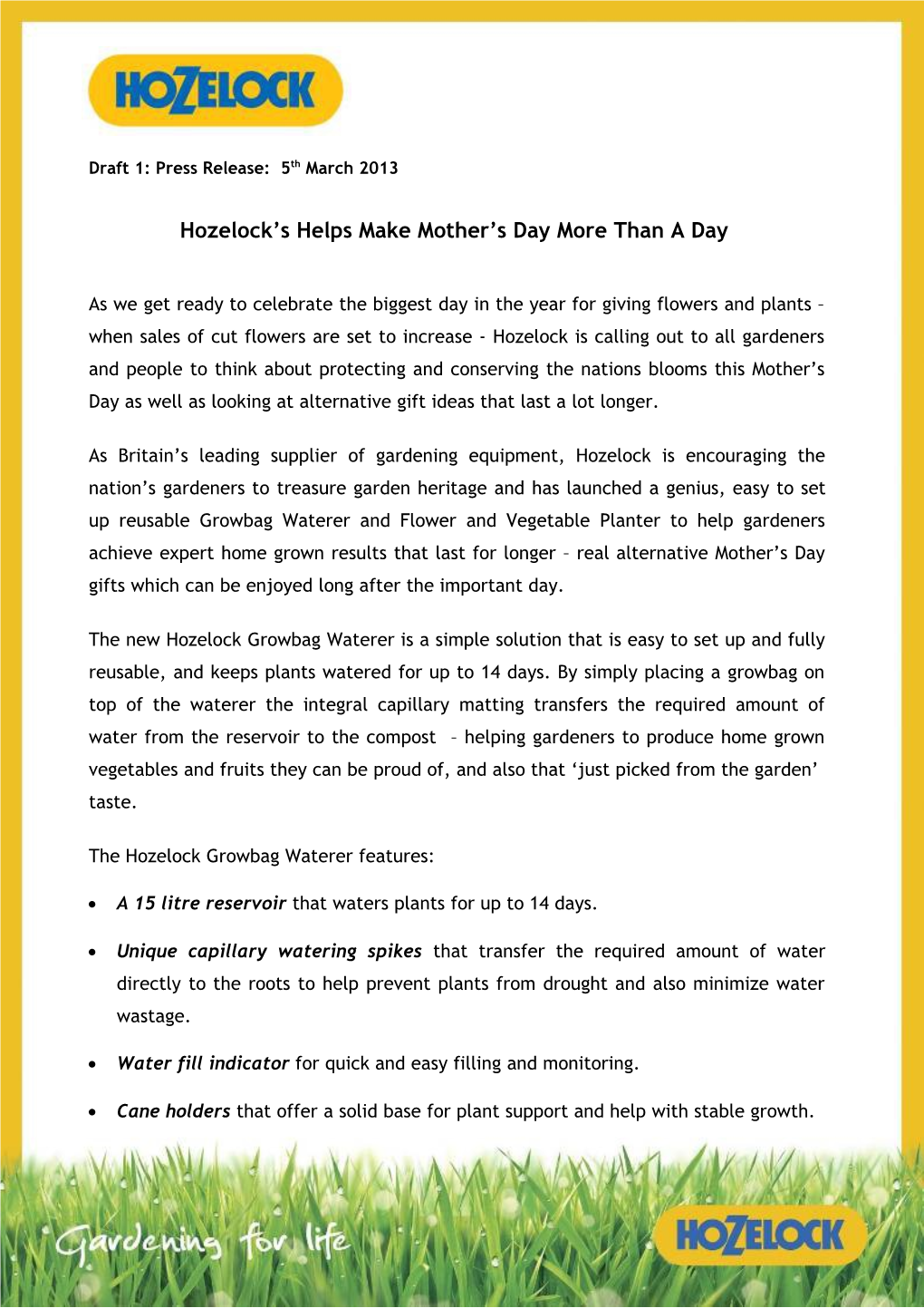 Hozelock S Helps Make Mother S Day More Than a Day