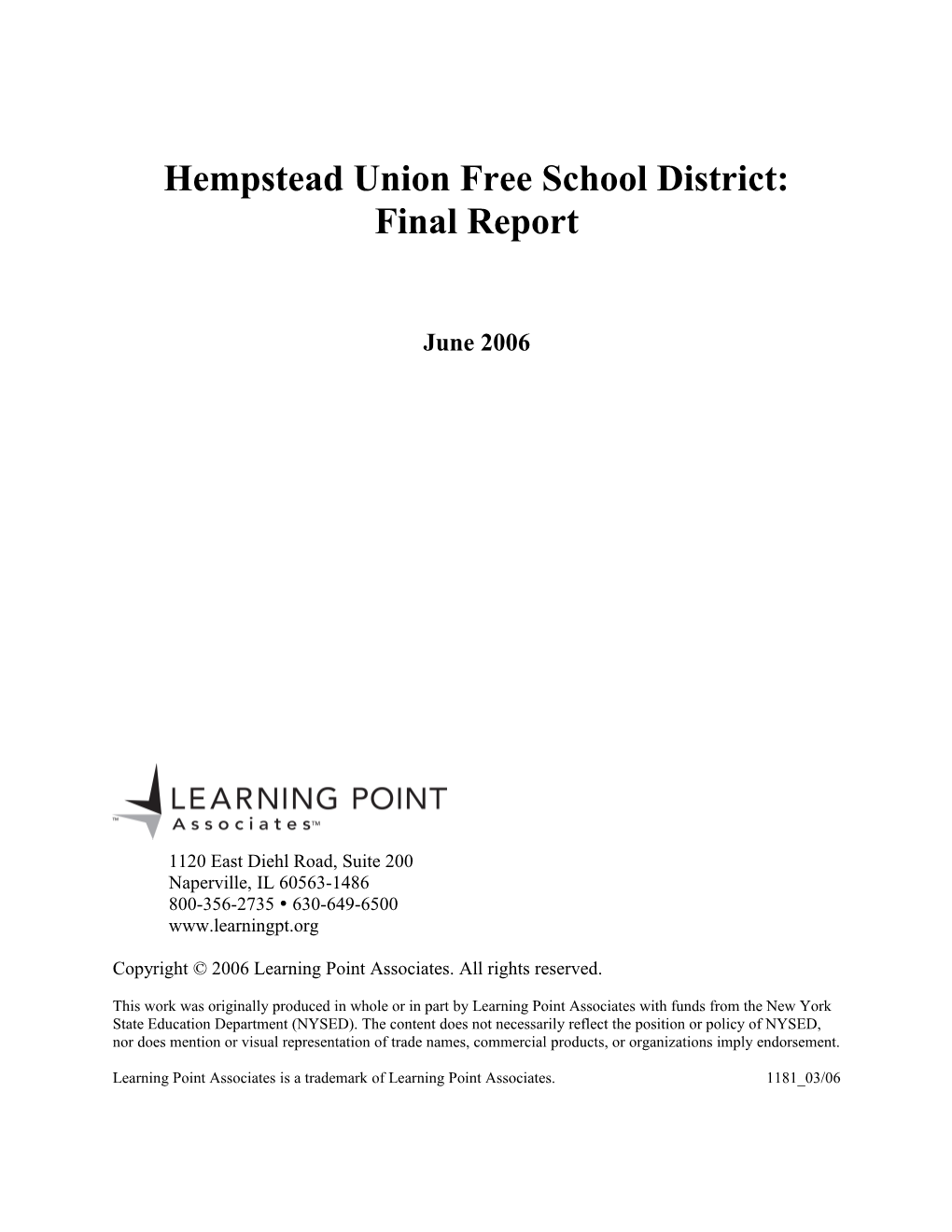 Hempstead Union Free School District: Final Report
