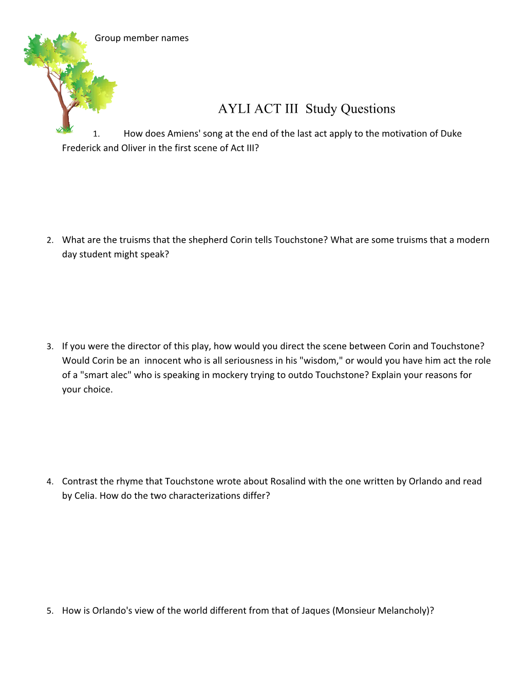 AYLI ACT III Study Questions