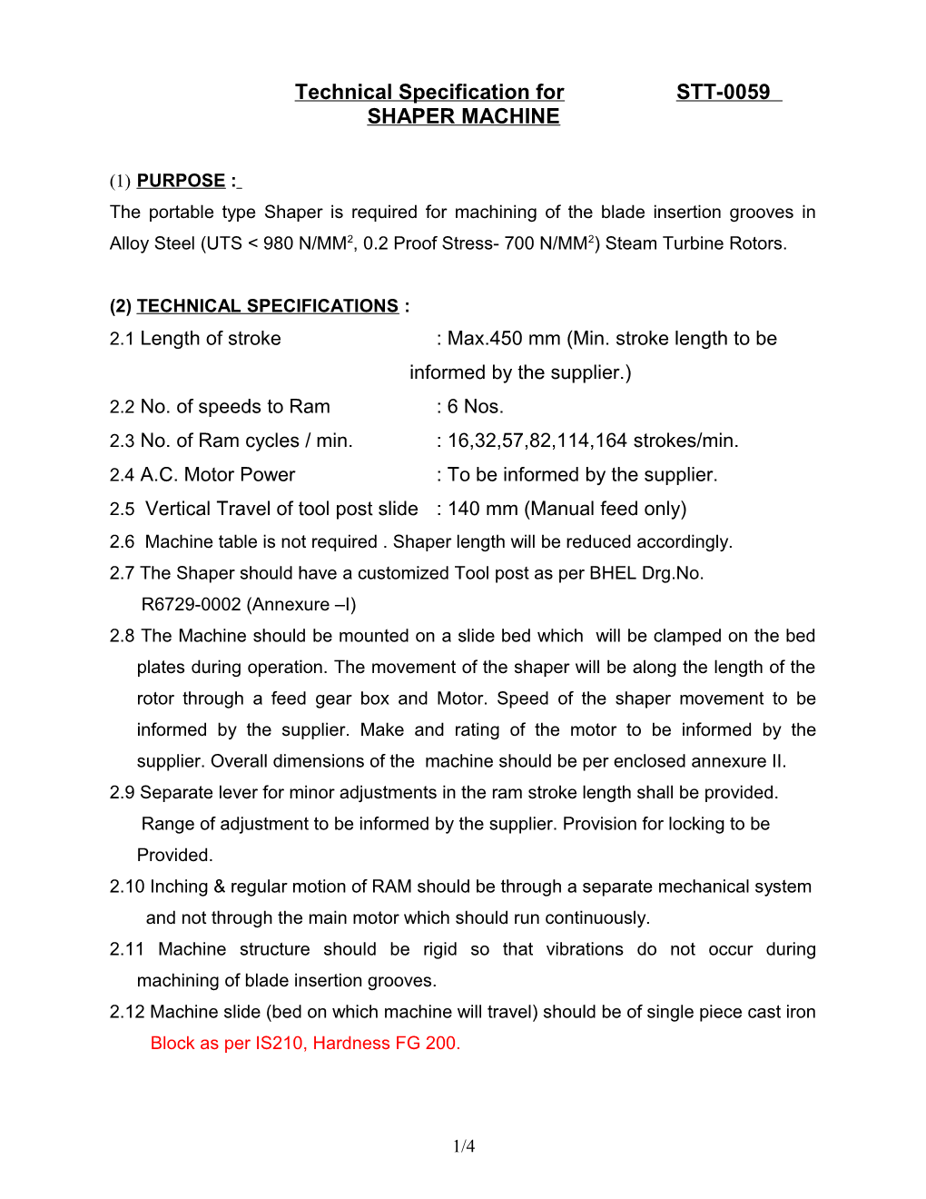 Technical Specification For