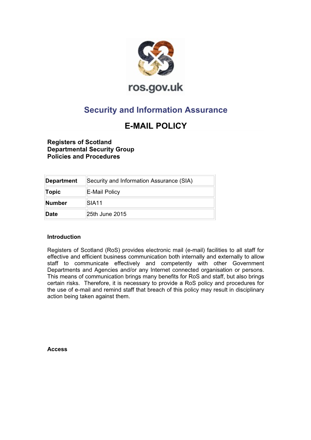 Registers of Scotland E-Mail Policy