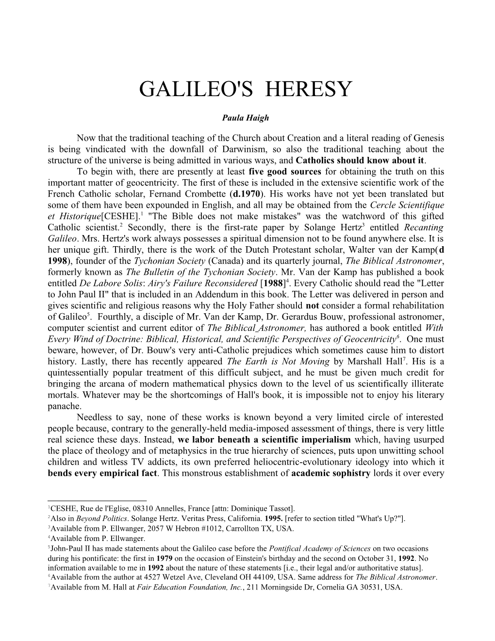 Galileo's Heresy