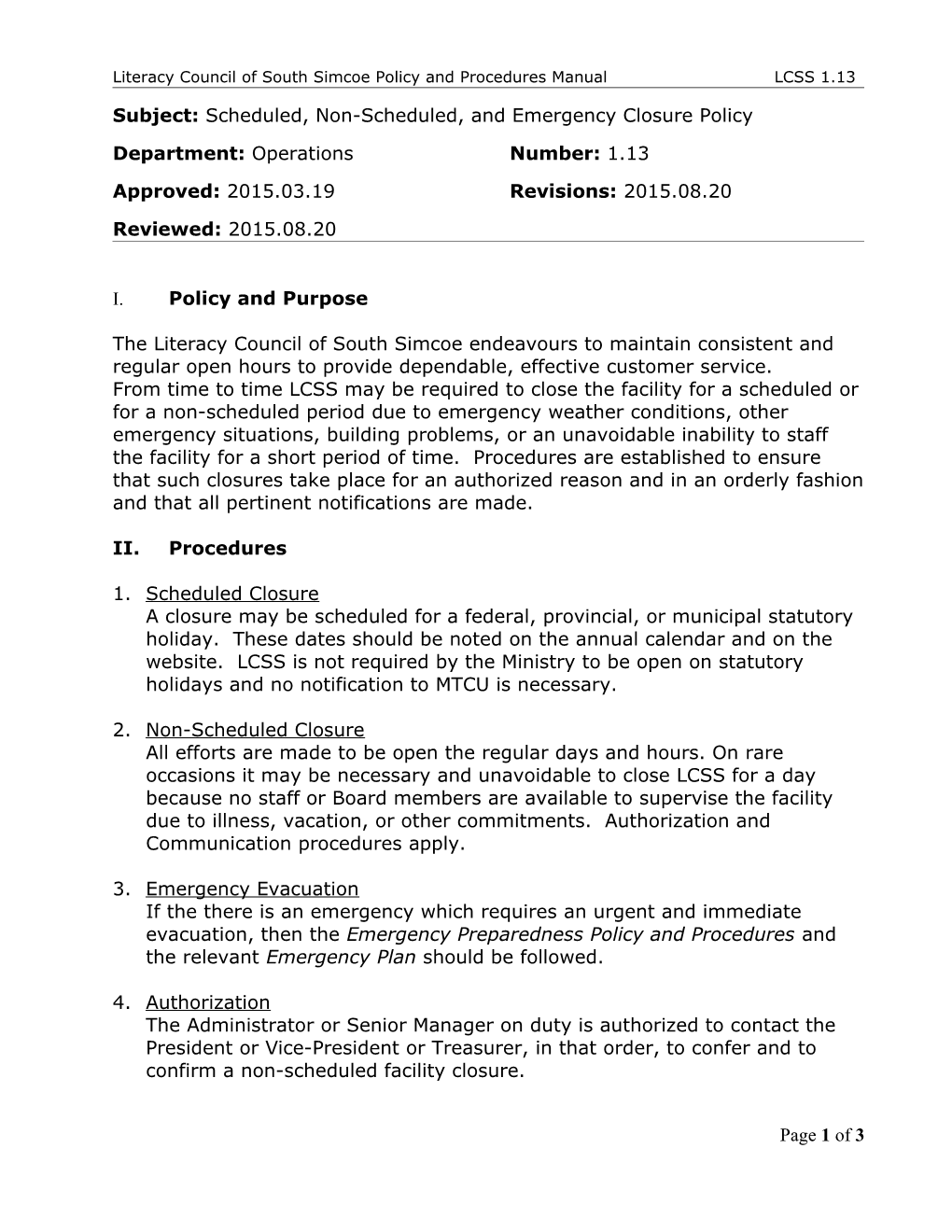 Literacy Council of South Simcoe Policy and Procedures Manuallcss 1.13