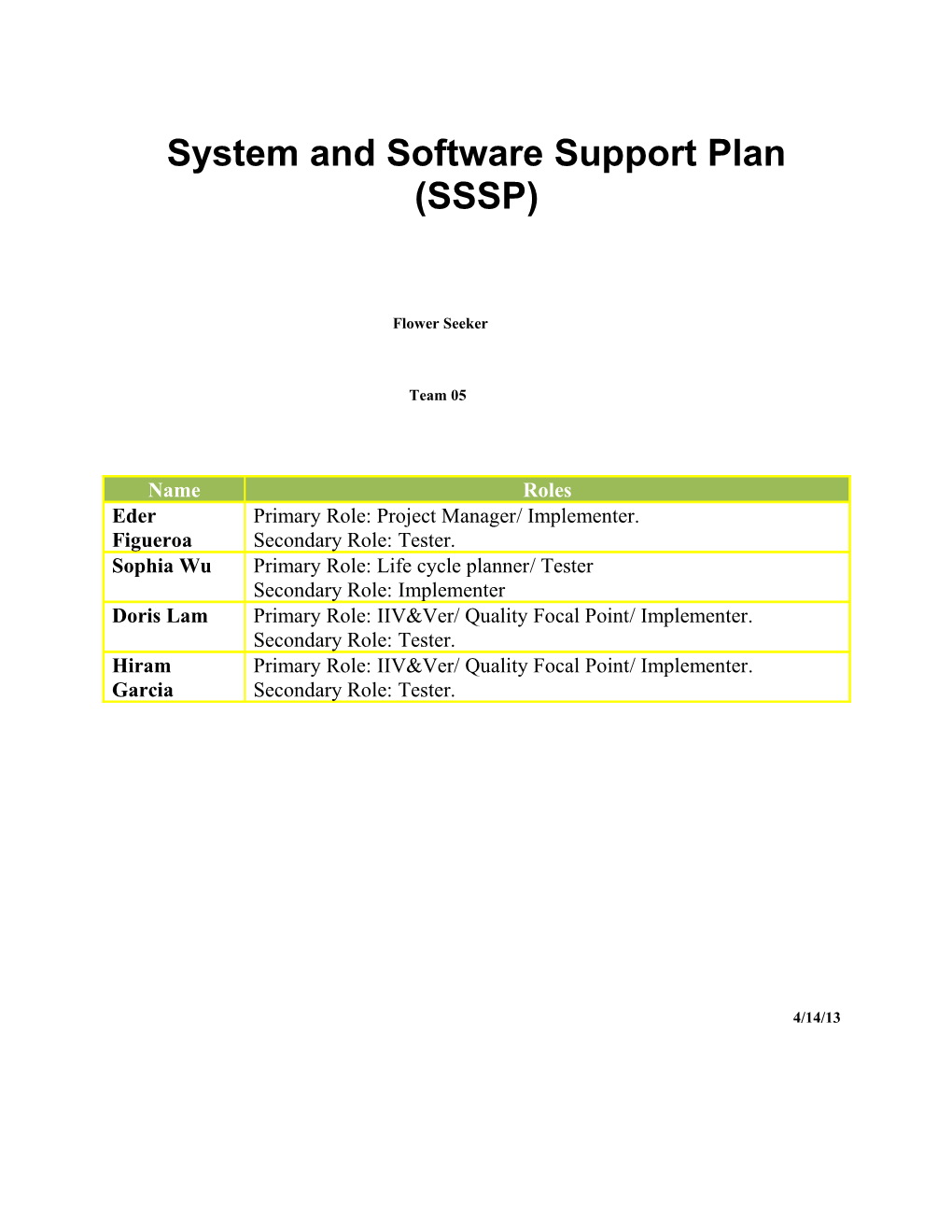 Feasibility Rationale Description (FRD)