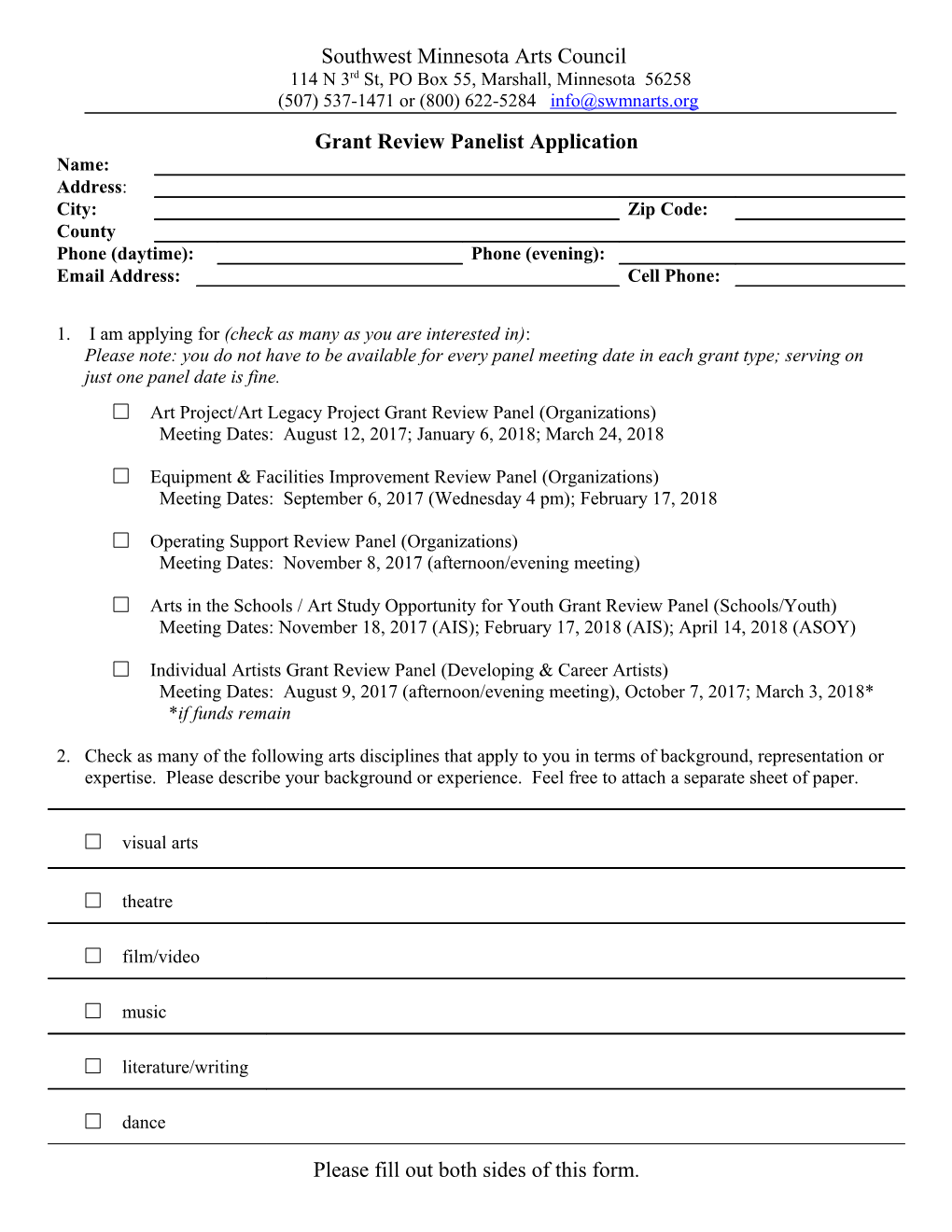 Application for Grant Review Panelist