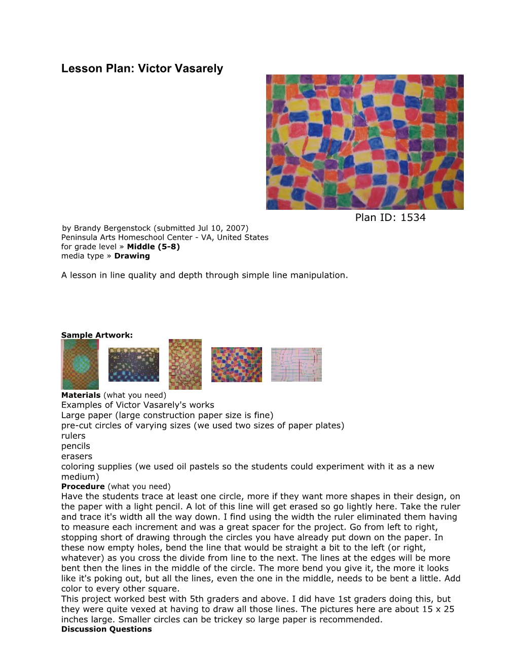 Lesson Plan: Victor Vasarely