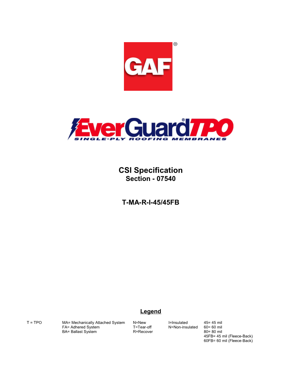 Gaf Everguard Tpo Specification