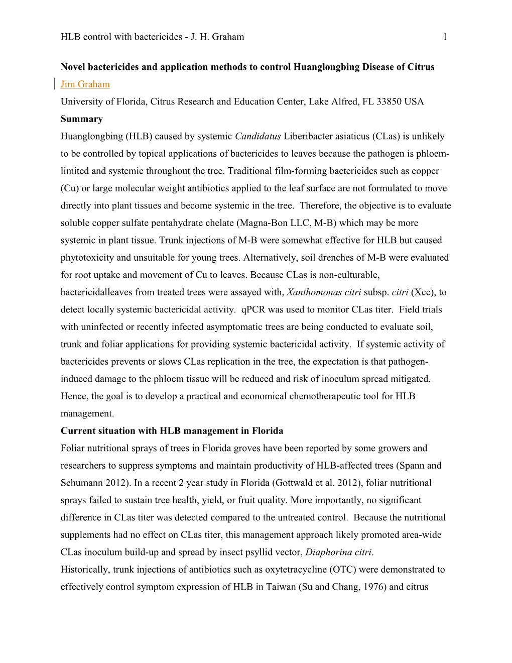 HLB Control with Bactericides - J. H. Graham 5