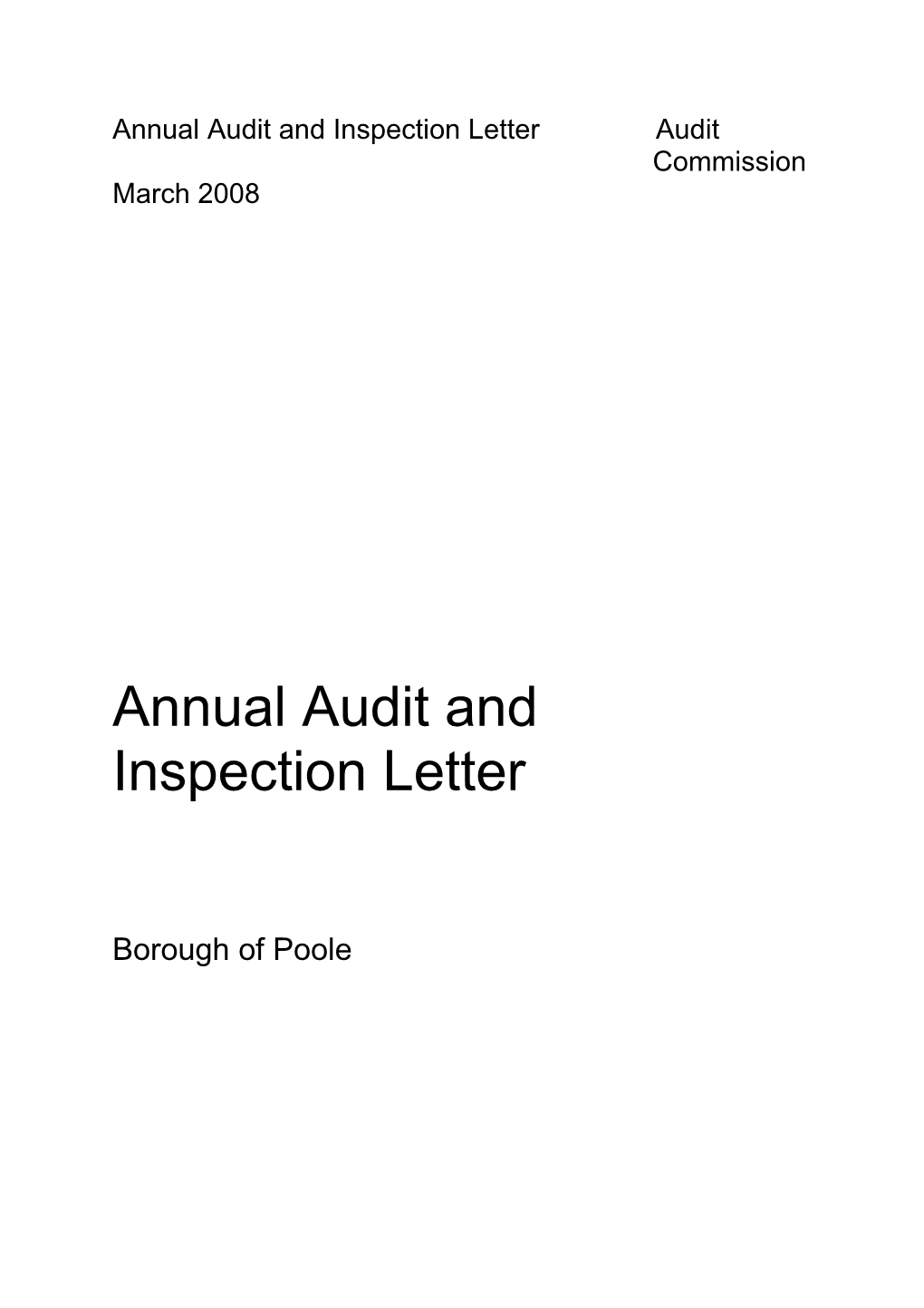 Annual Audit and Inspection Letter