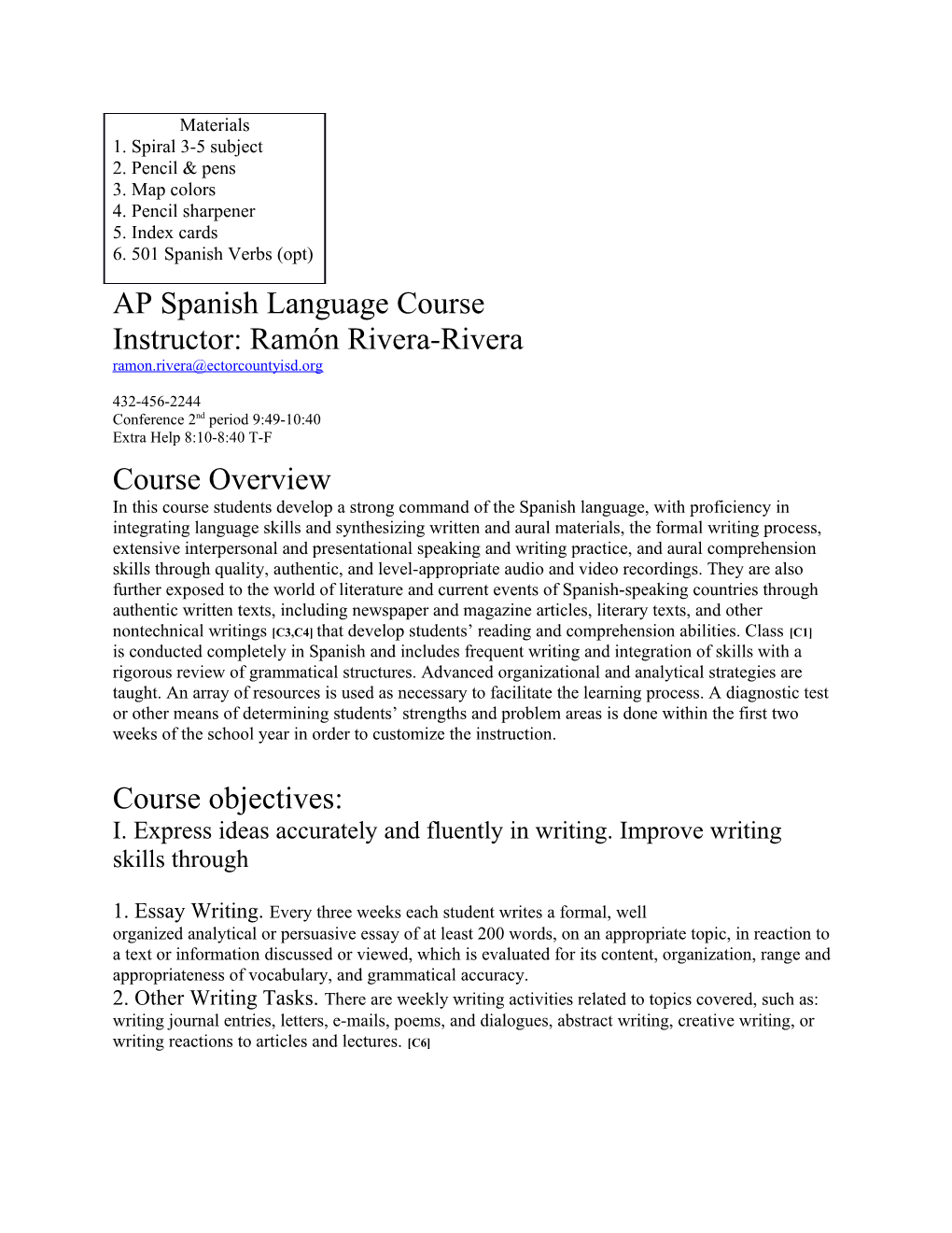 AP Spanish Language Course