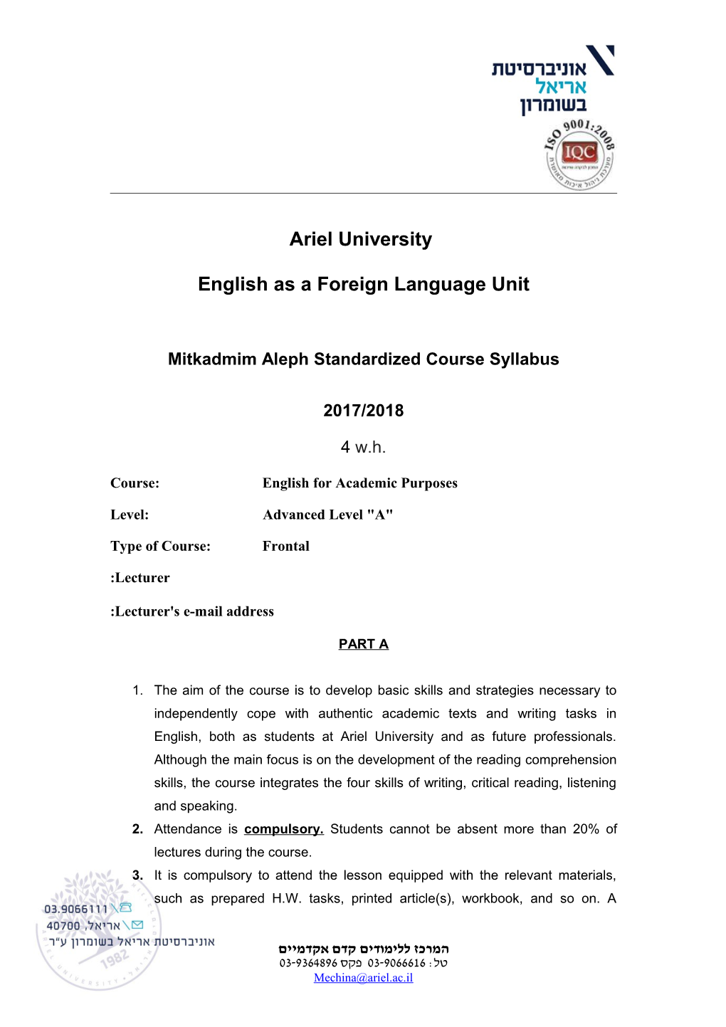 English As a Foreign Language Unit