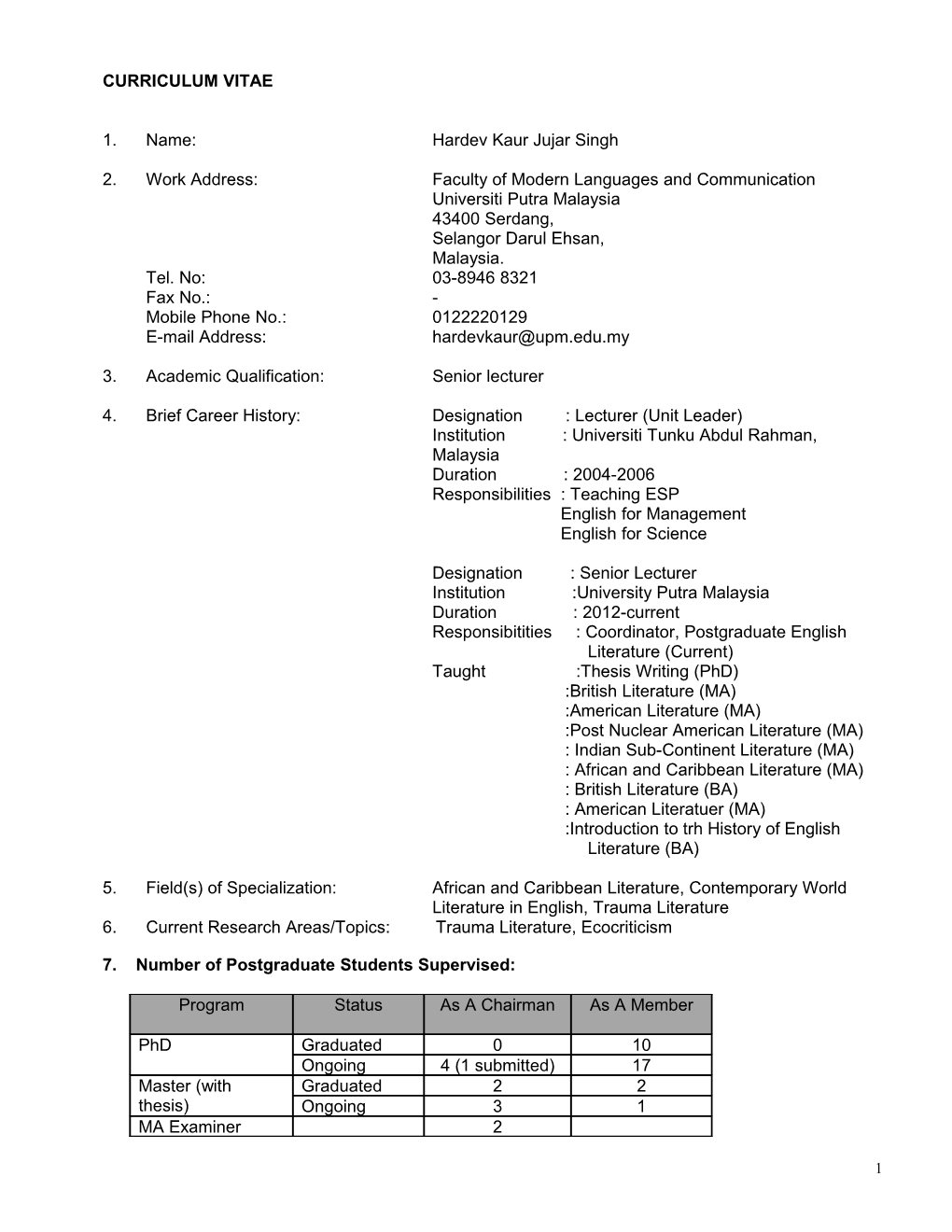 Guideline for External Examiner S Cv