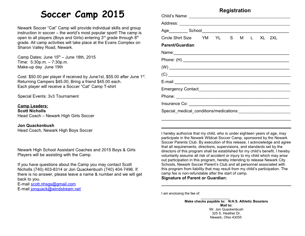 Returning Campers $45.00, Bring a Friend $45.00 Each