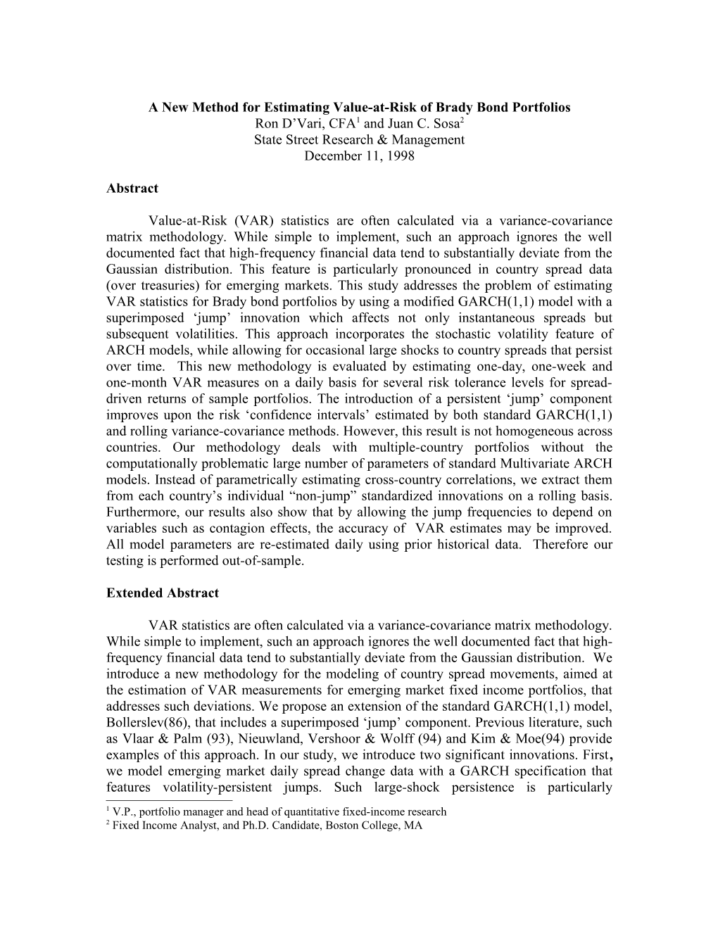 Modeling Emerging Market Fixed Income Risk