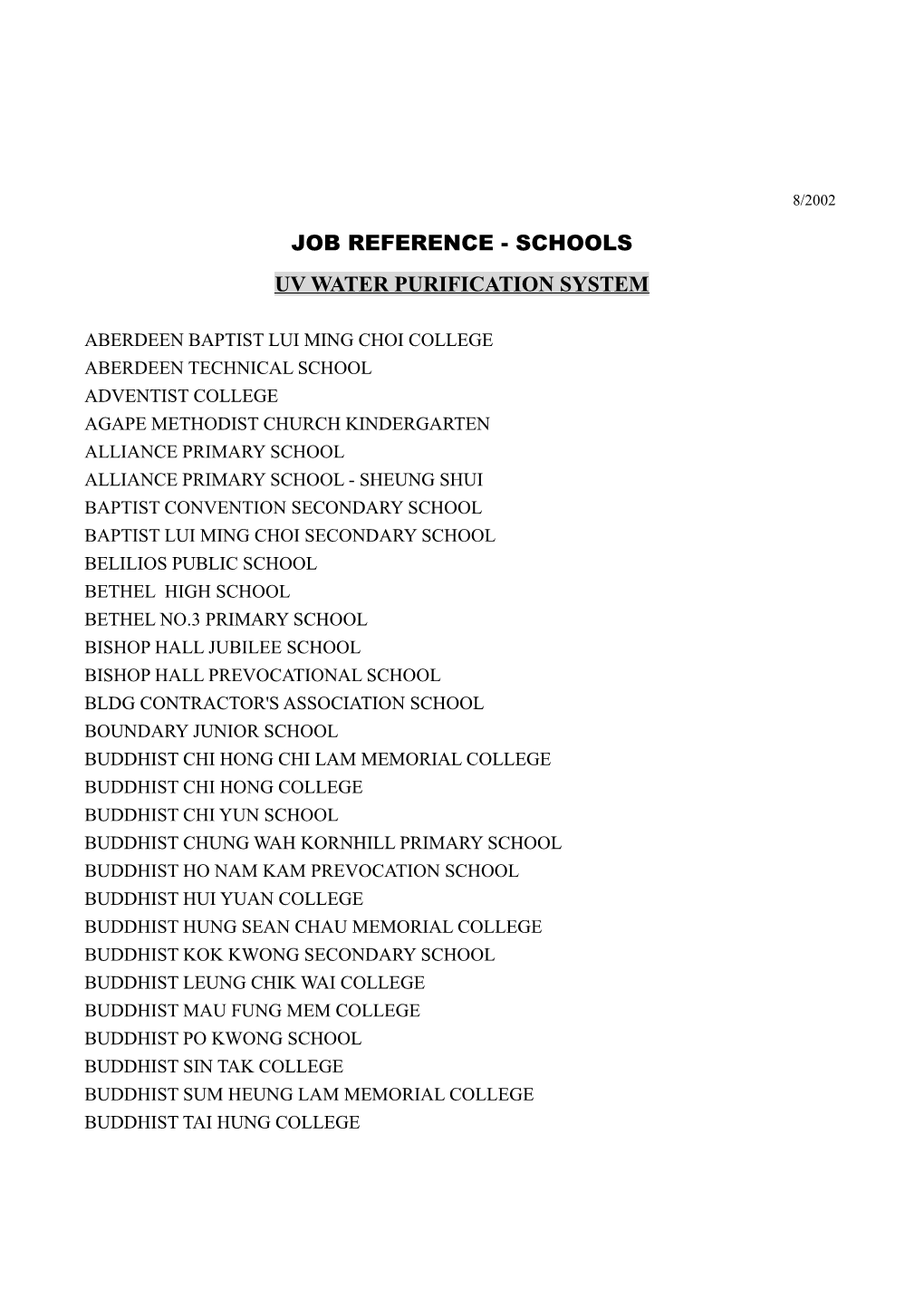 Job Reference - Schools