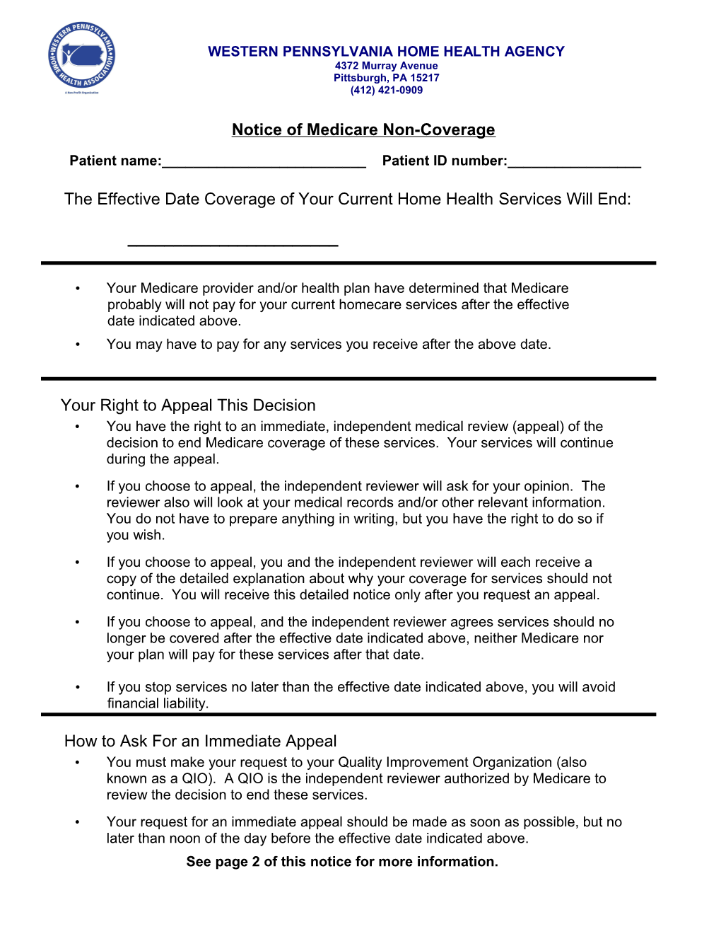 Notice of Medicare Noncoverage s2