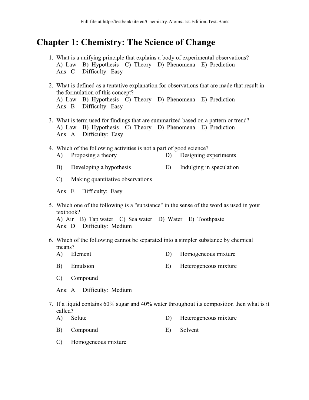 Chapter 1: Chemistry: the Science of Change