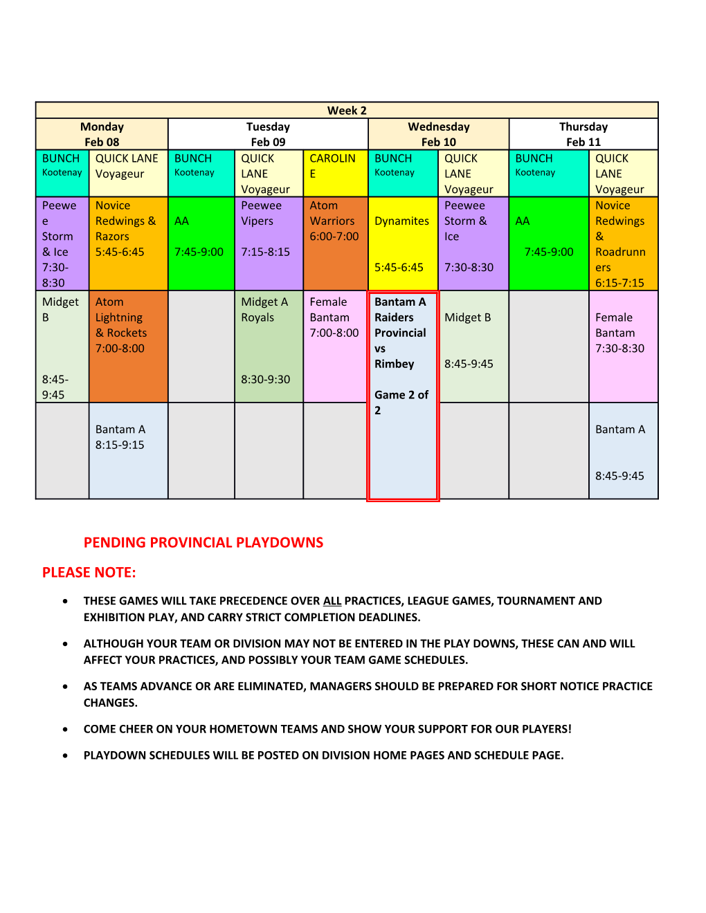 Pending Provincial Playdowns