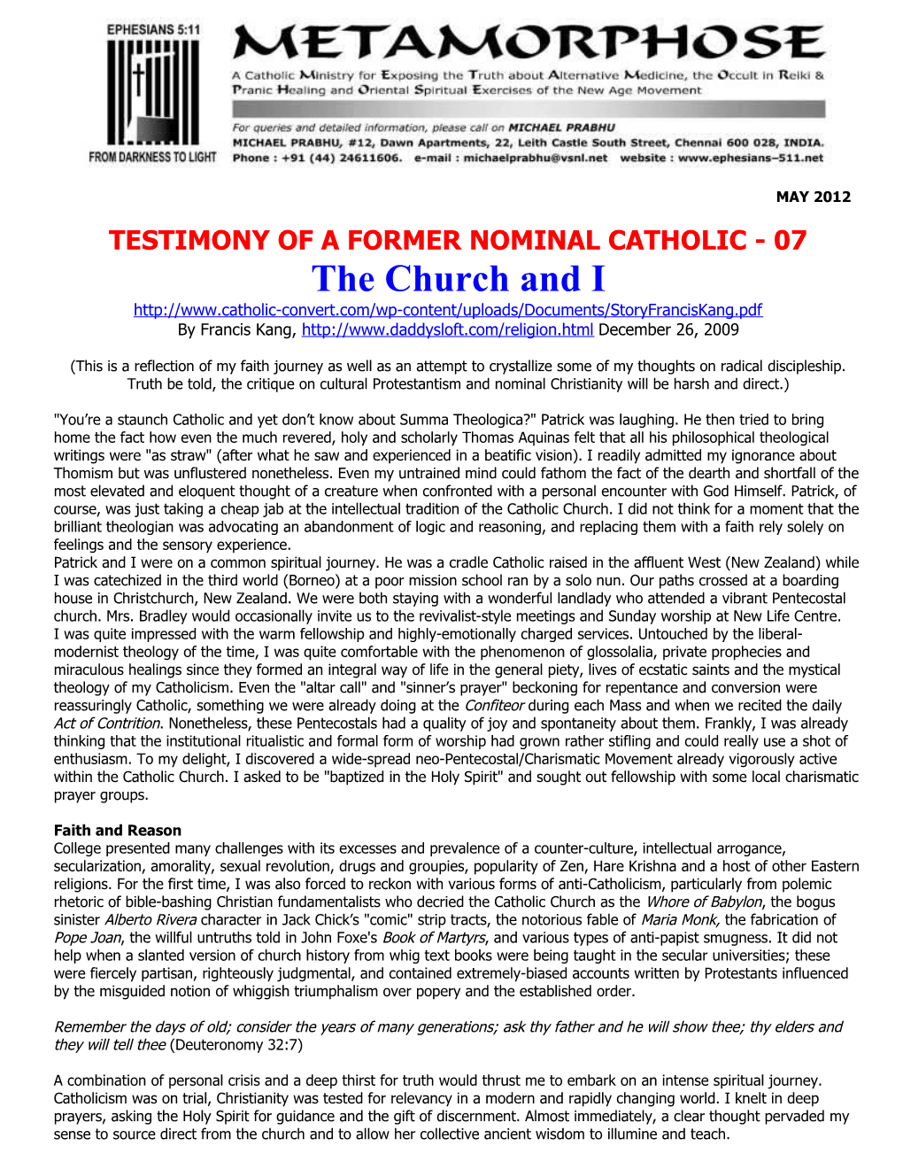 Testimony of a Former Nominal Catholic - 07