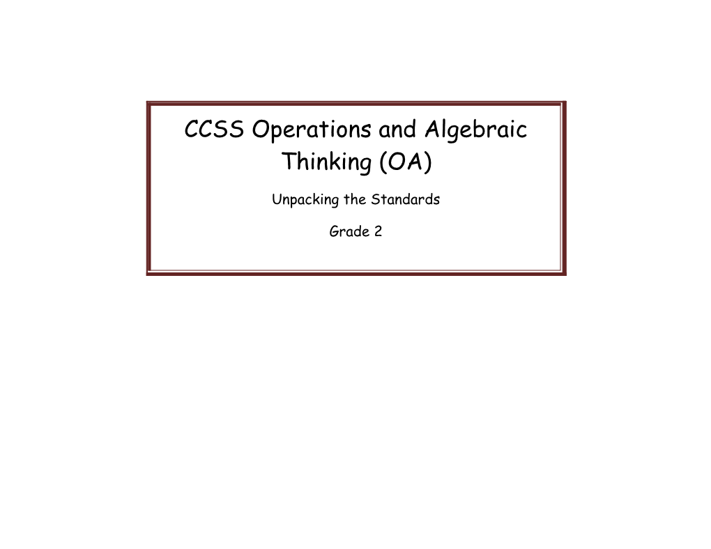 CCSS Operations and Algebraic Thinking (OA)