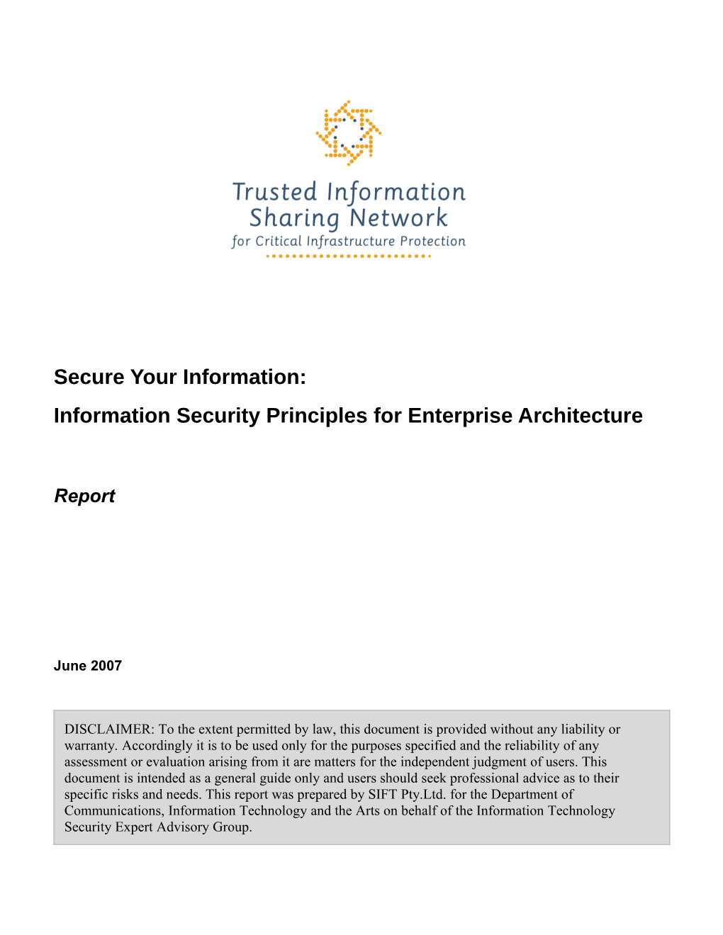 Secure Your Information - Information Security Principles for Enterprise Architecture