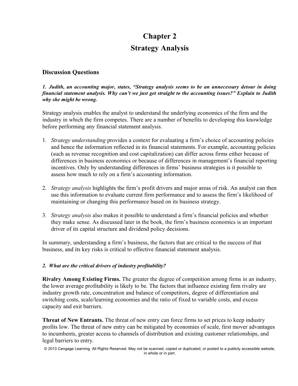 Chapter 2 Strategy Analysis 1