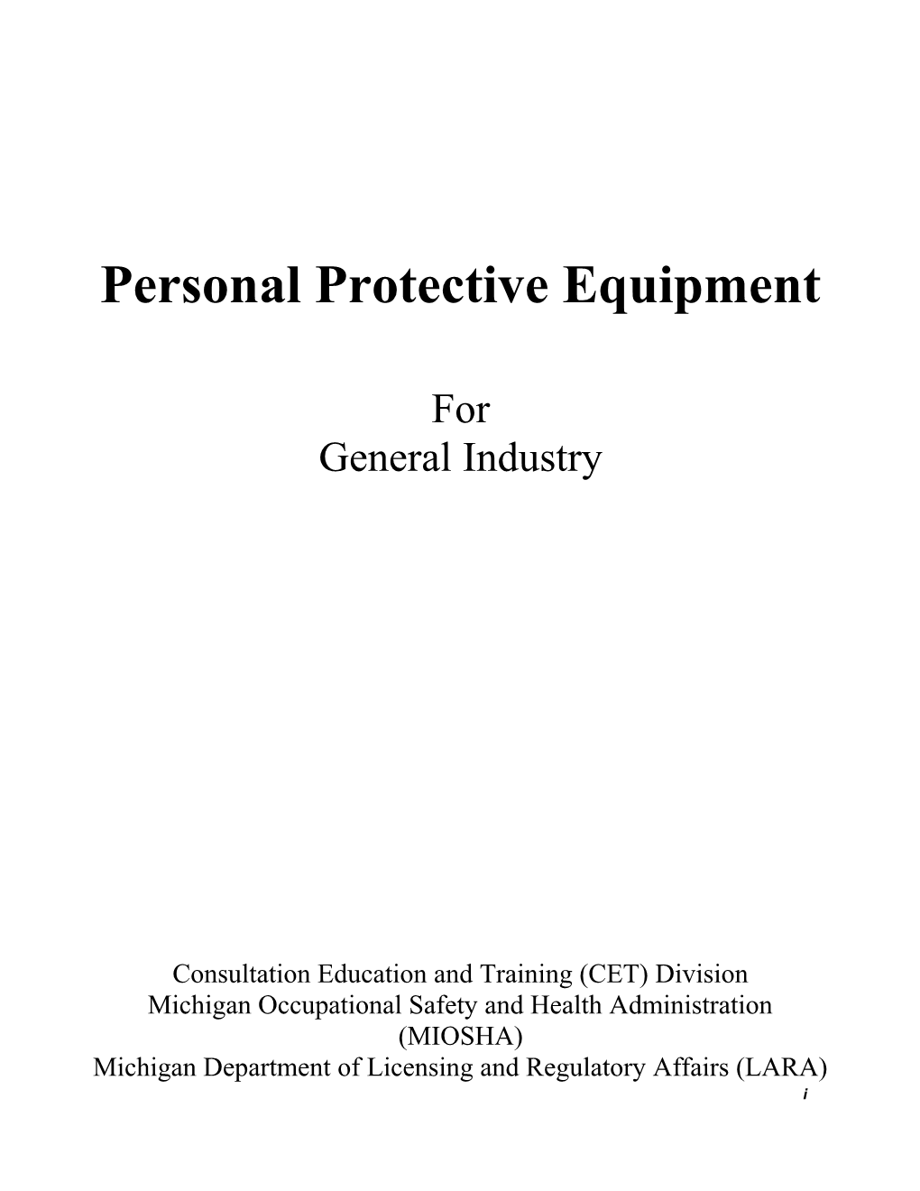 Personal Protective Equipment for General Industry