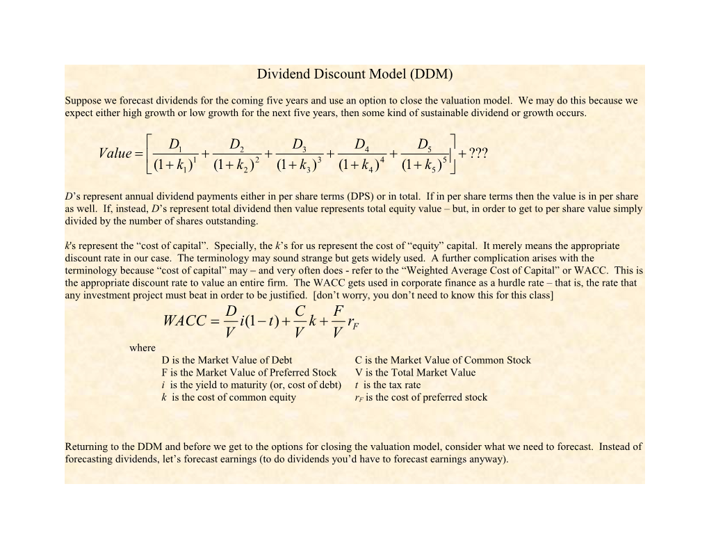 Dividend Discount Model (DDM)