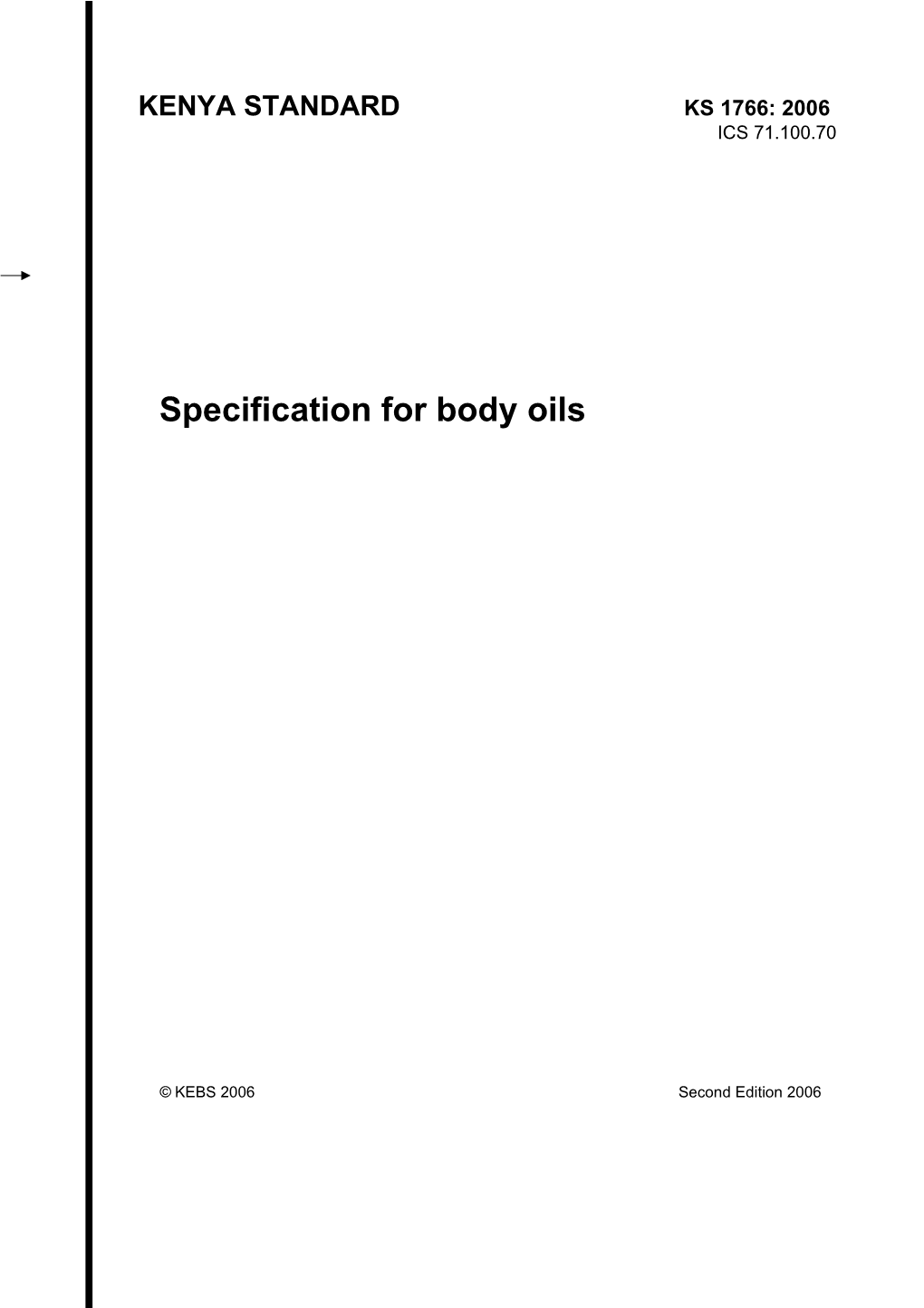 Specification for Body Oils