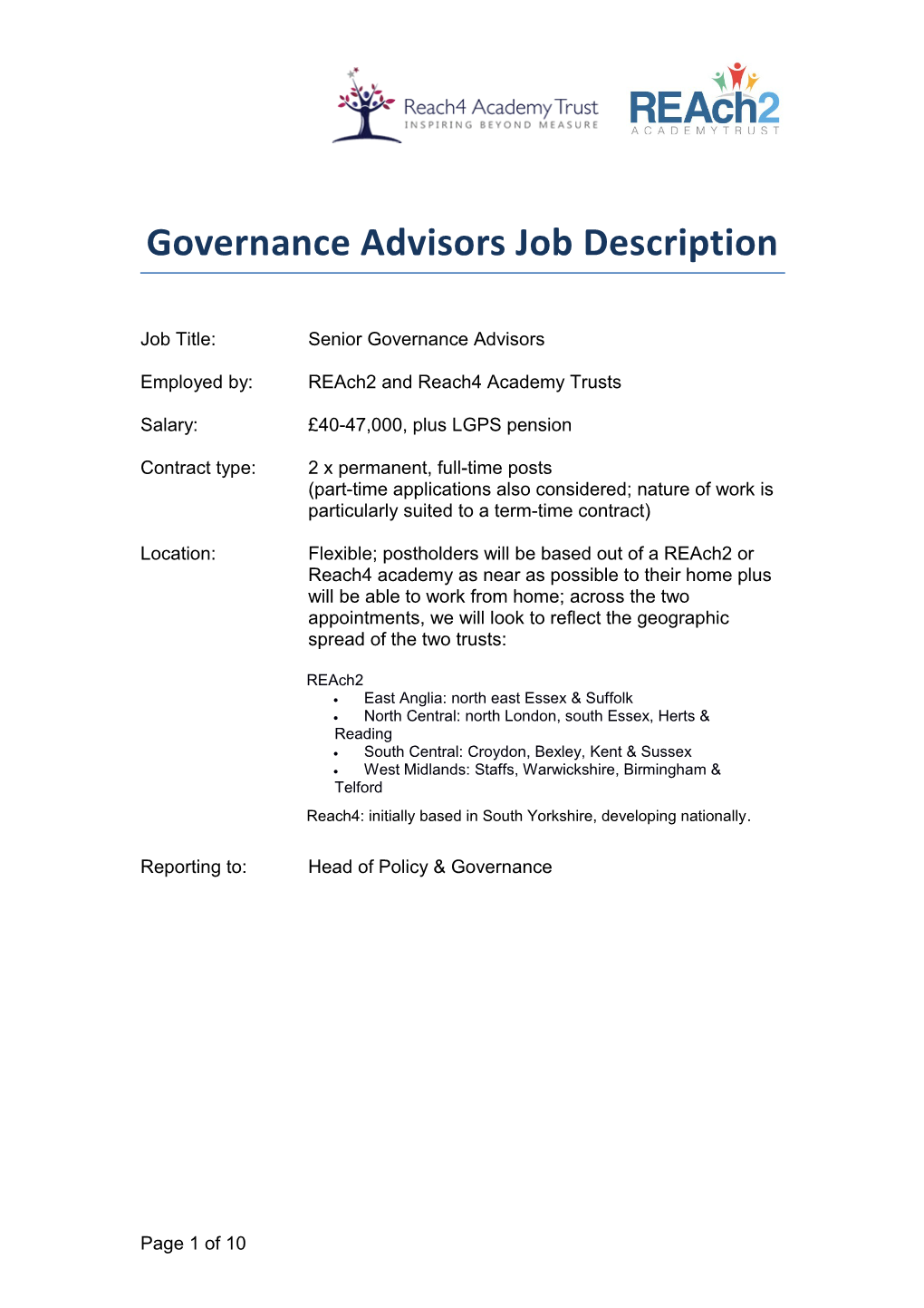 Governance Advisors Job Description