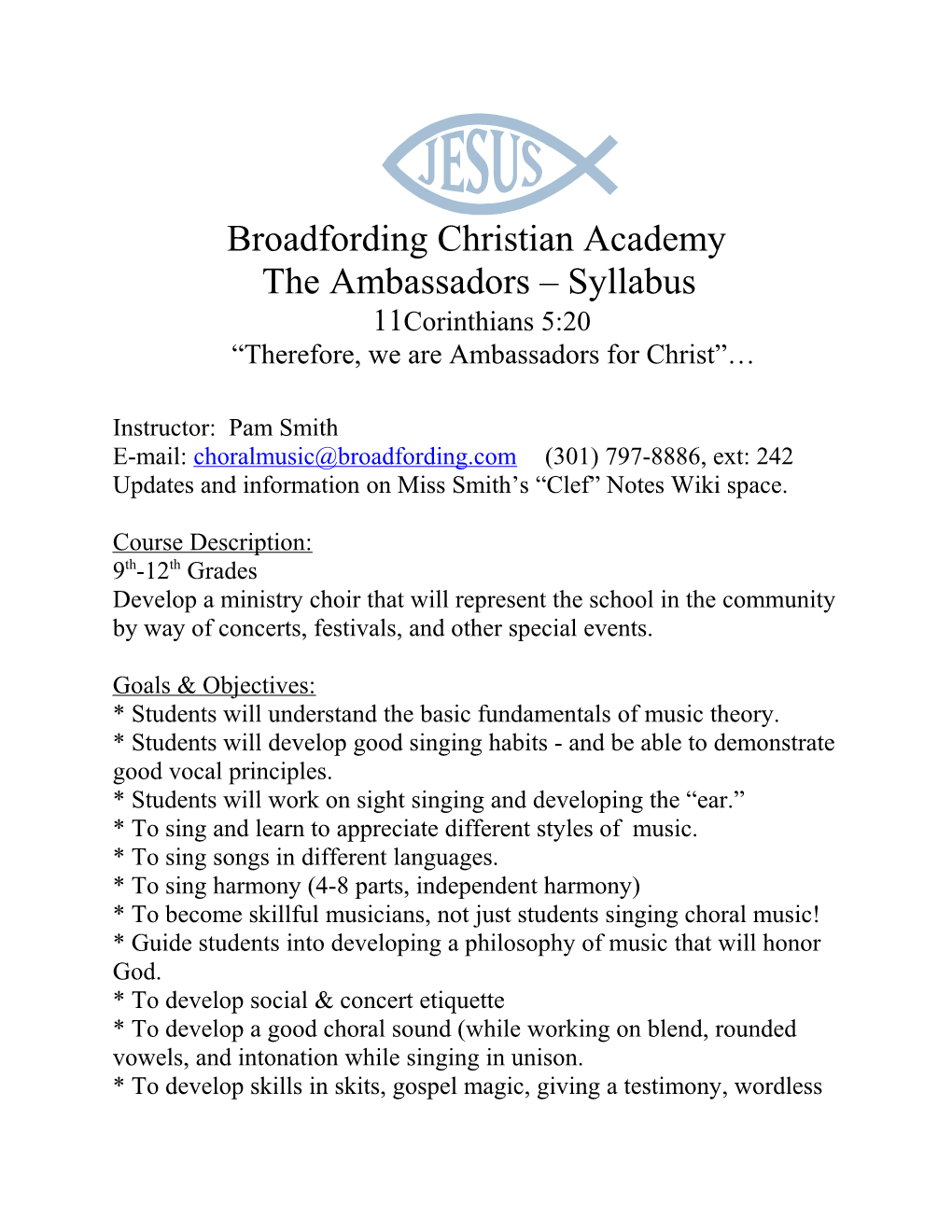 Broadfording Christian Academy