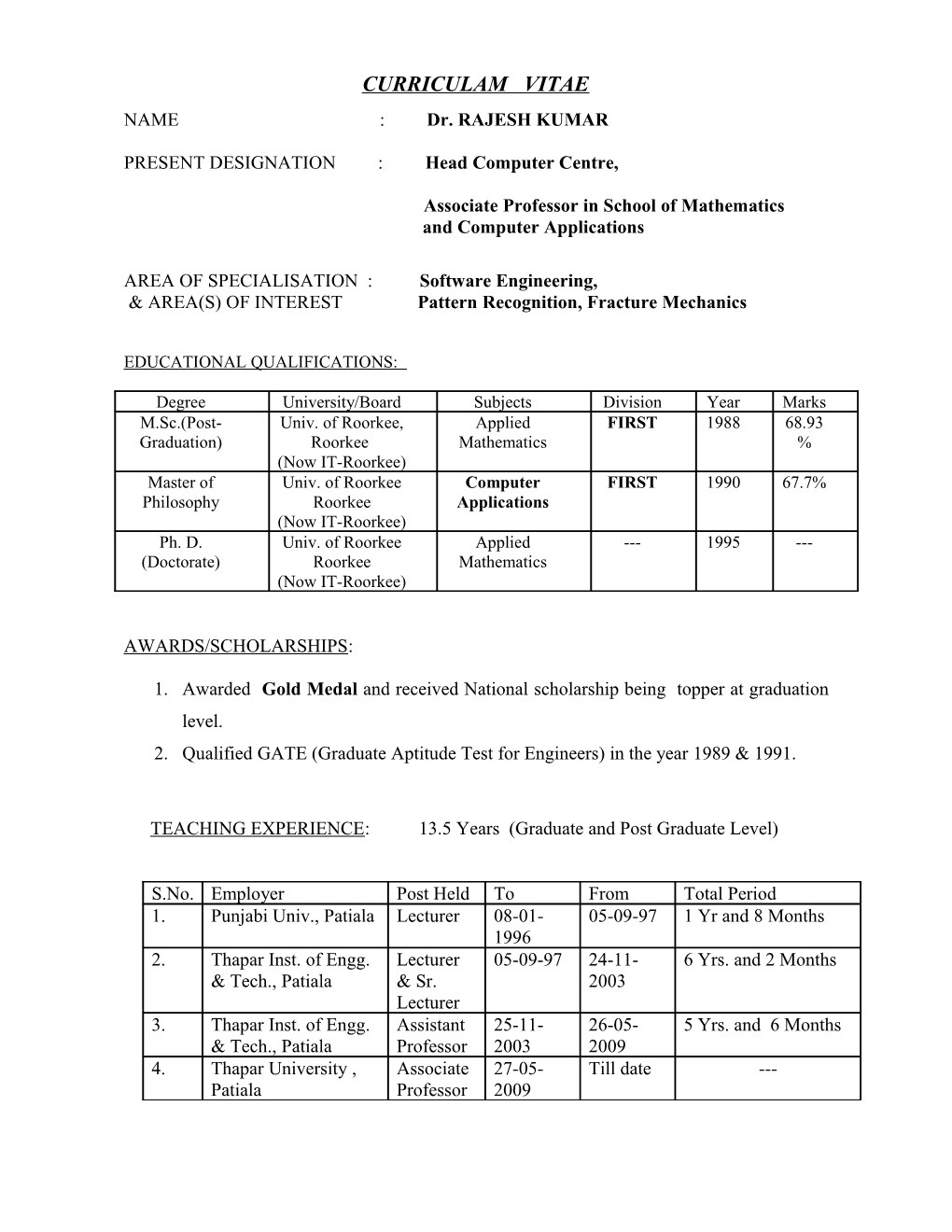 Curriculam Vitae s1