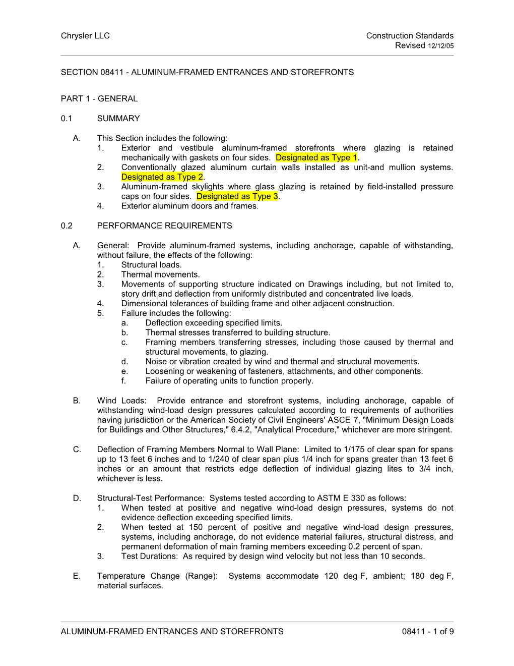 Daimlerchryslerchrysler LLC Construction Standards s1