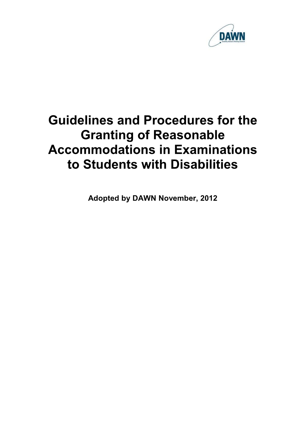 Guidelines and Procedures for the Granting of Reasonable Accommodations in Examinations
