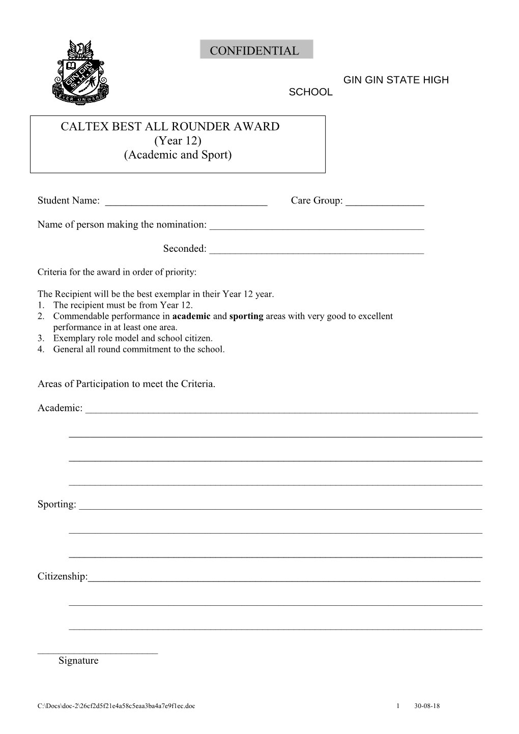 Special Awards Nomination Forms