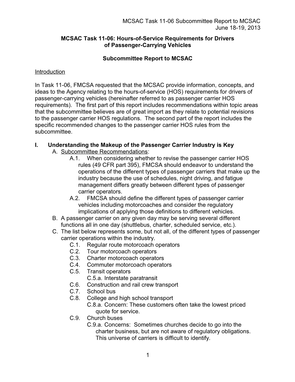 MCSAC Task 11-06: Hours-Of-Service Requirements for Drivers