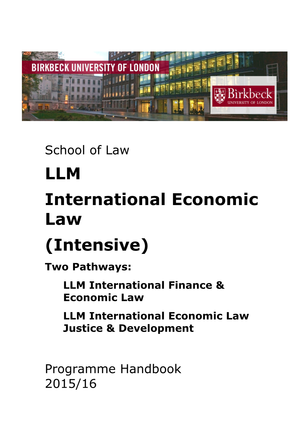 LLM International Finance & Economic Law