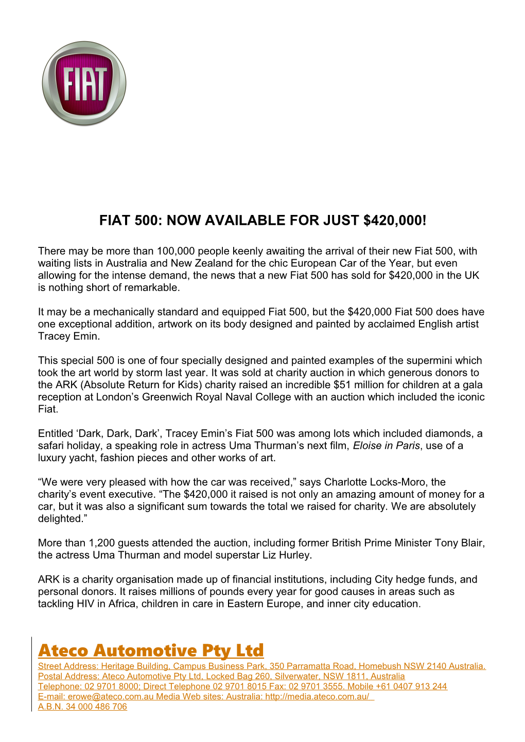 Fiat 500: Now Available for Just $420,000!